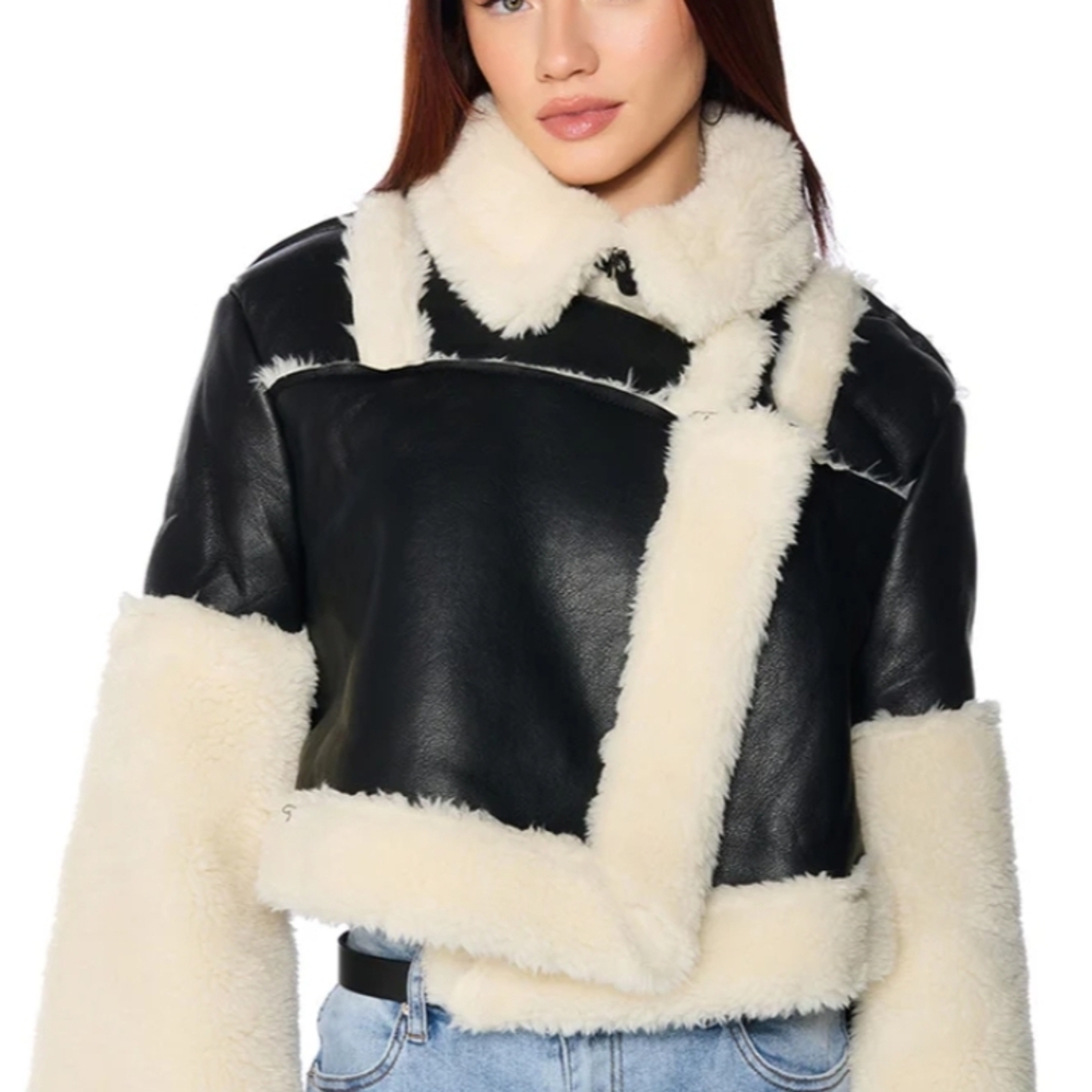 AKIRA Black and Cream Teddy Jacket